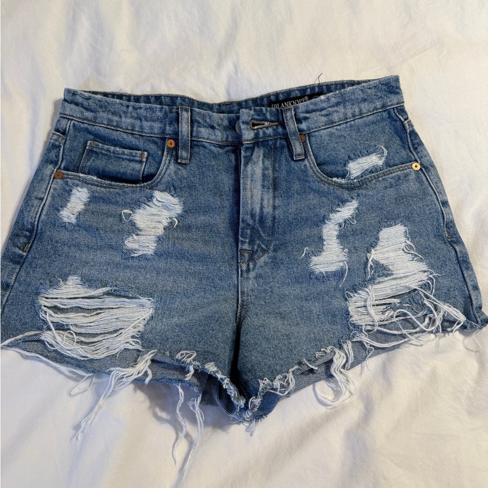 Blank NYC Ripped Blue Jean Shorts